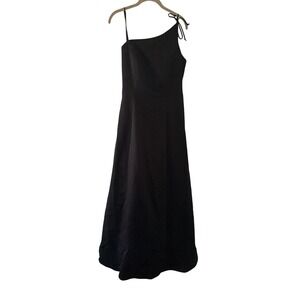 Urban Girl Nites Dress Black Maxi Asymmetrical One Shoulder Tie Strap 13/14‎